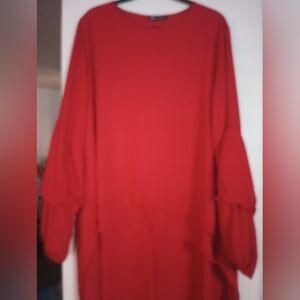 Red Oversized Long Sleeve Top